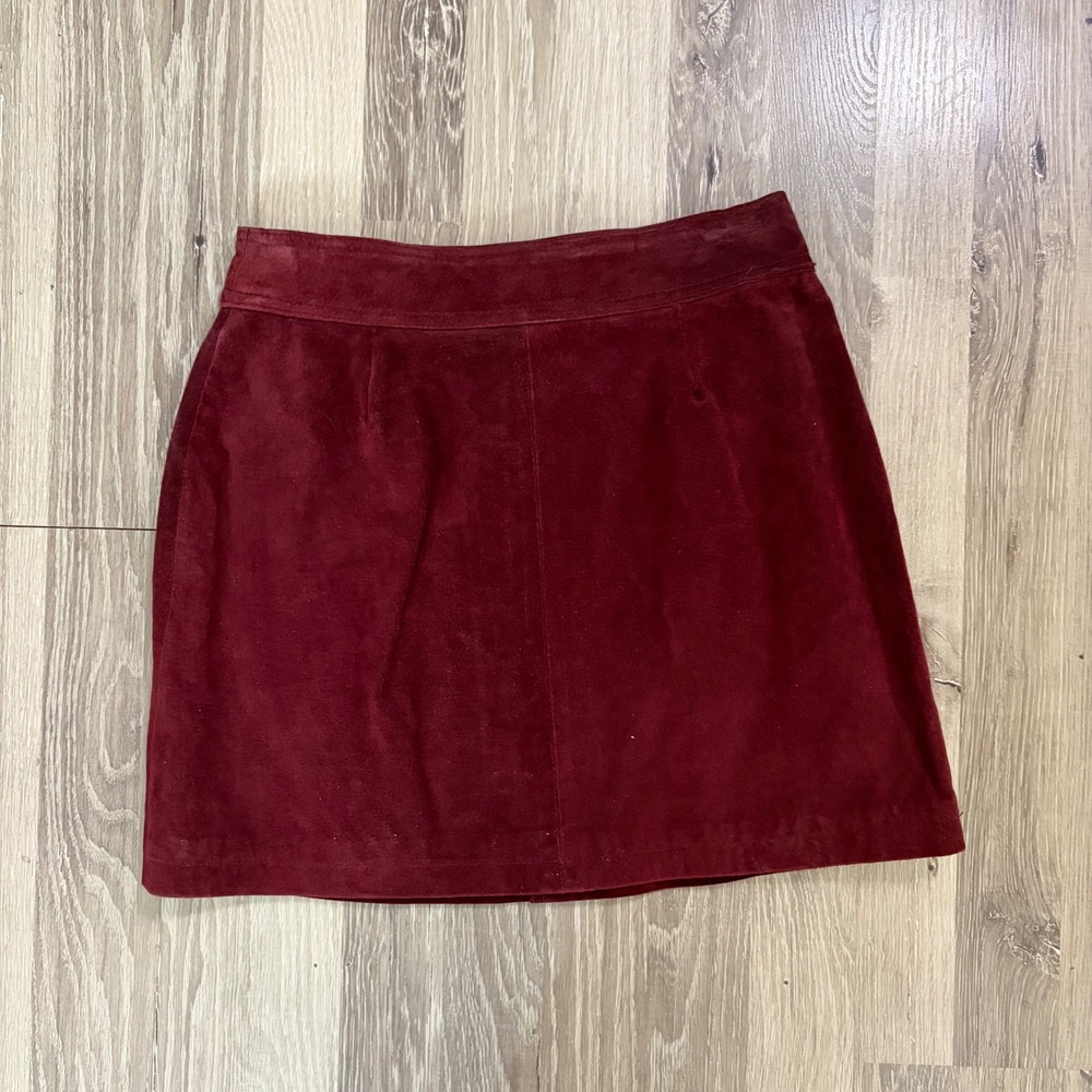 Vintage 90s Wilsons Leather Maxima Burgundy Suede Jacket (Sz M) & Skirt (Sz 6) - Picture 9 of 13